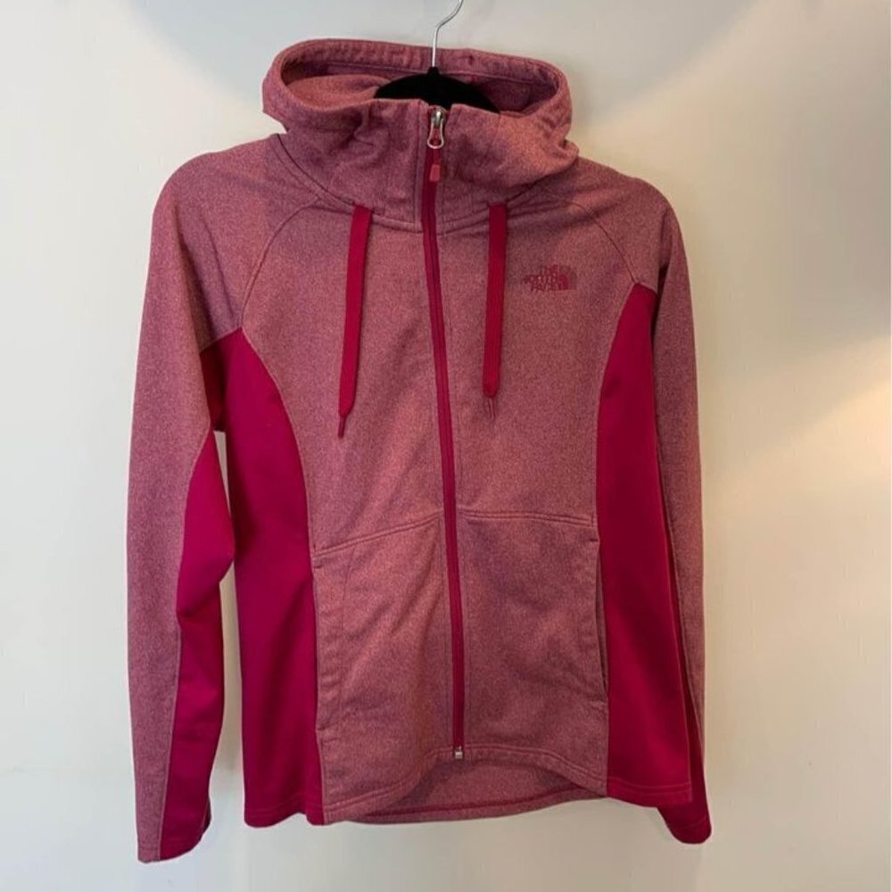The North Face full zip jacket. Woman’s size medium. Cranberry. Hooded. Pockets.